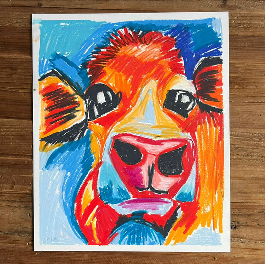 Lulu The Orange Cow - ORIGINAL  14x17”