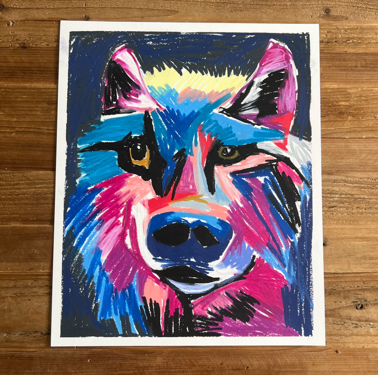 Rudi, The Colorful Wolf  - ORIGINAL  14x17”