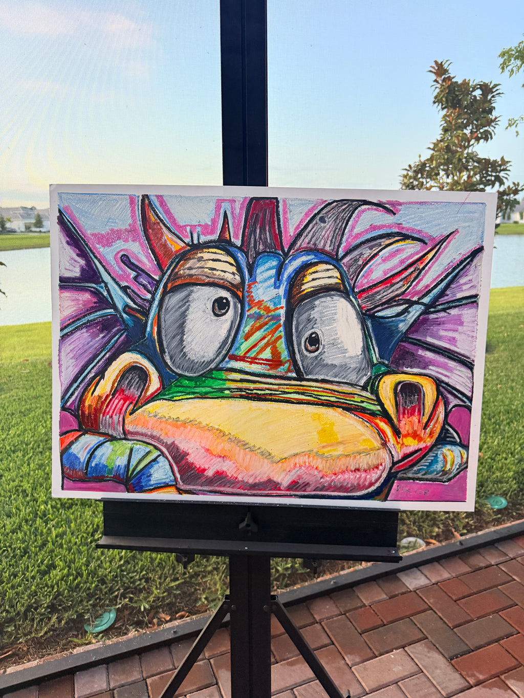 The Colorful Monster - ORIGINAL OIL PASTEL ARTWORK - 30x22"