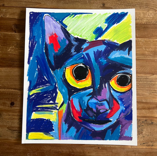 The Blue Cat - ORIGINAL  14x17”