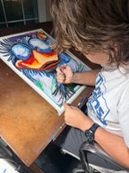 Winged Wackiness - ORIGINAL OIL PASTEL ARTWORK - 19x24" (video attached) - Vichy's Art