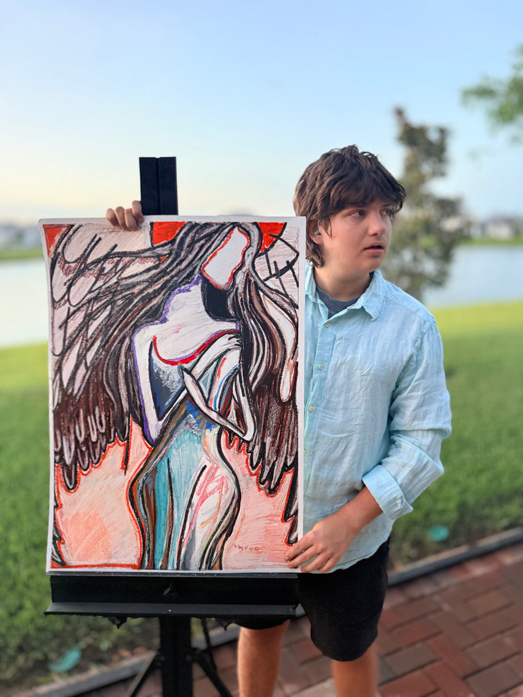Angel's Whisper - ORIGINAL oil pastels artwork 22x30” (video attached)