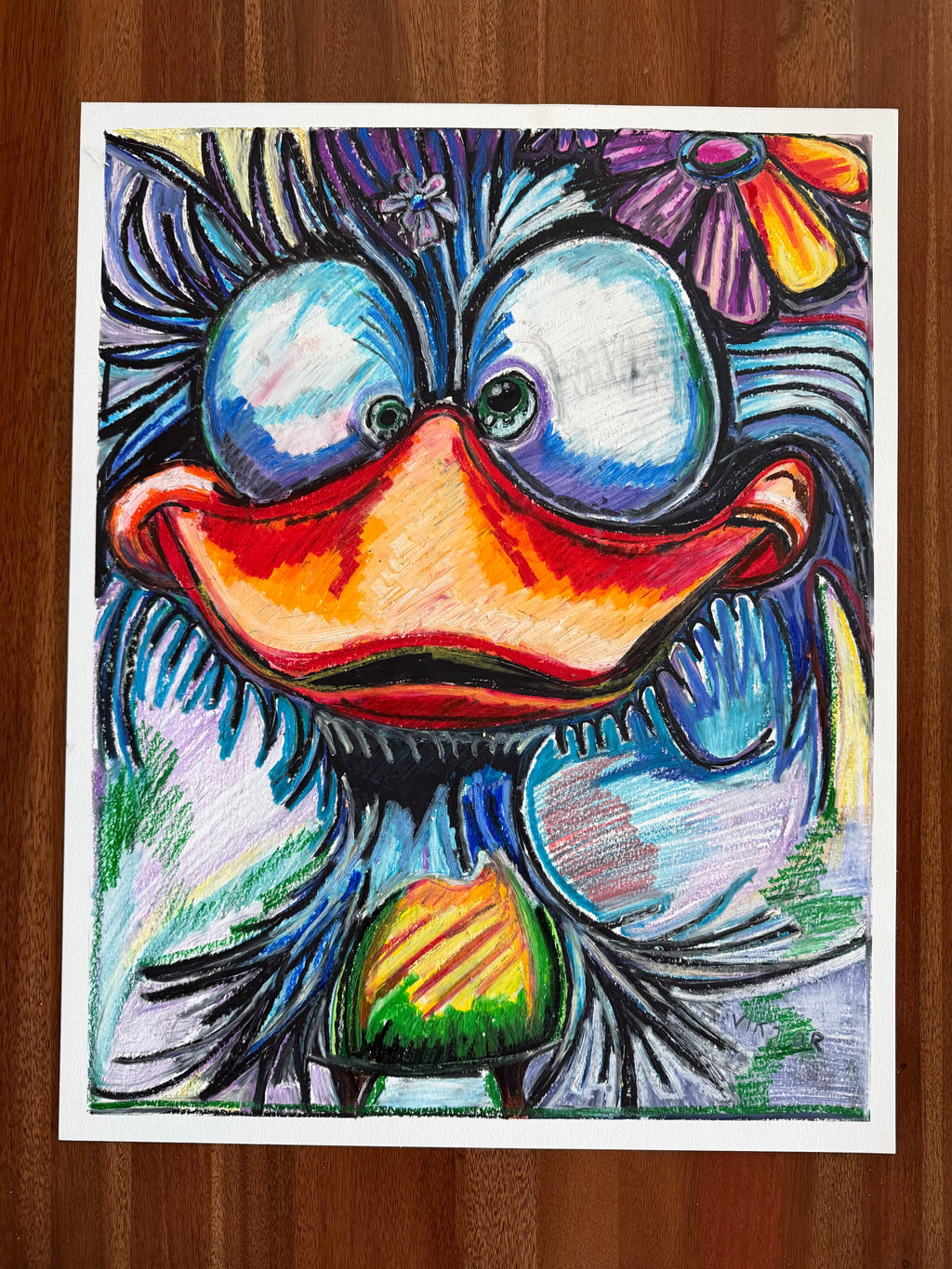Winged Wackiness - ORIGINAL OIL PASTEL ARTWORK - 19x24" (video attached) - Vichy's Art