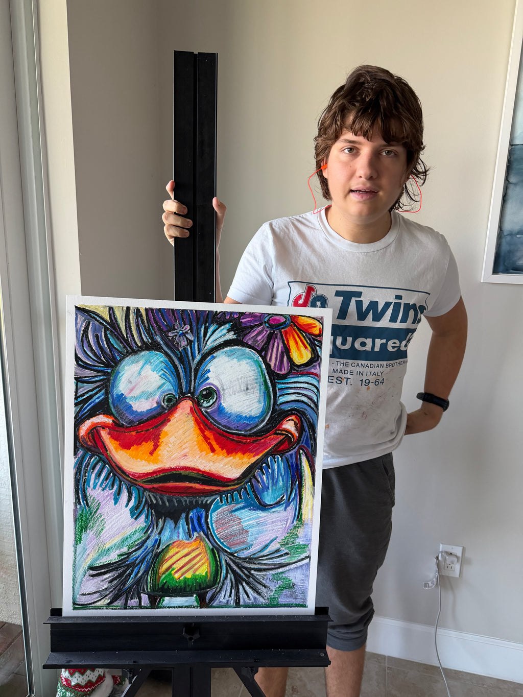 Winged Wackiness - ORIGINAL OIL PASTEL ARTWORK - 19x24" (video attached) - Vichy's Art