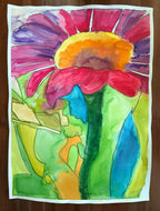 Watercolor Zinnia - ORIGINAL Watercolor artwork 22x30”