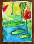 Watercolor Lotus - ORIGINAL Watercolor artwork 22x30”