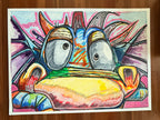 The Colorful Monster - ORIGINAL OIL PASTEL ARTWORK - 30x22"