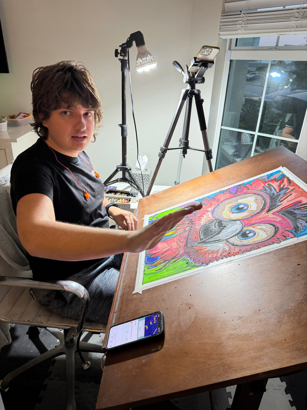 Red Ember - ORIGINAL OIL PASTEL ARTWORK - 19x24"(video attached) - Vichy's Art