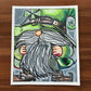 St Patrick's Gnome - ORIGINAL OIL PASTEL ARTWORK - 16x19”