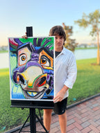 The Blue Donkey - ORIGINAL OIL PASTEL ARTWORK - 22x30"
