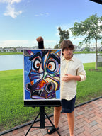 Zebra in Violet - ORIGINAL OIL PASTEL ARTWORK - 22x30" (see the video)
