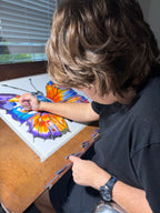 Butterfly's Blue - ORIGINAL OIL PASTEL ARTWORK - 19x24" (video attached) - Vichy's Art