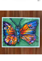 Butterfly's Blue - ORIGINAL OIL PASTEL ARTWORK - 19x24" (video attached) - Vichy's Art