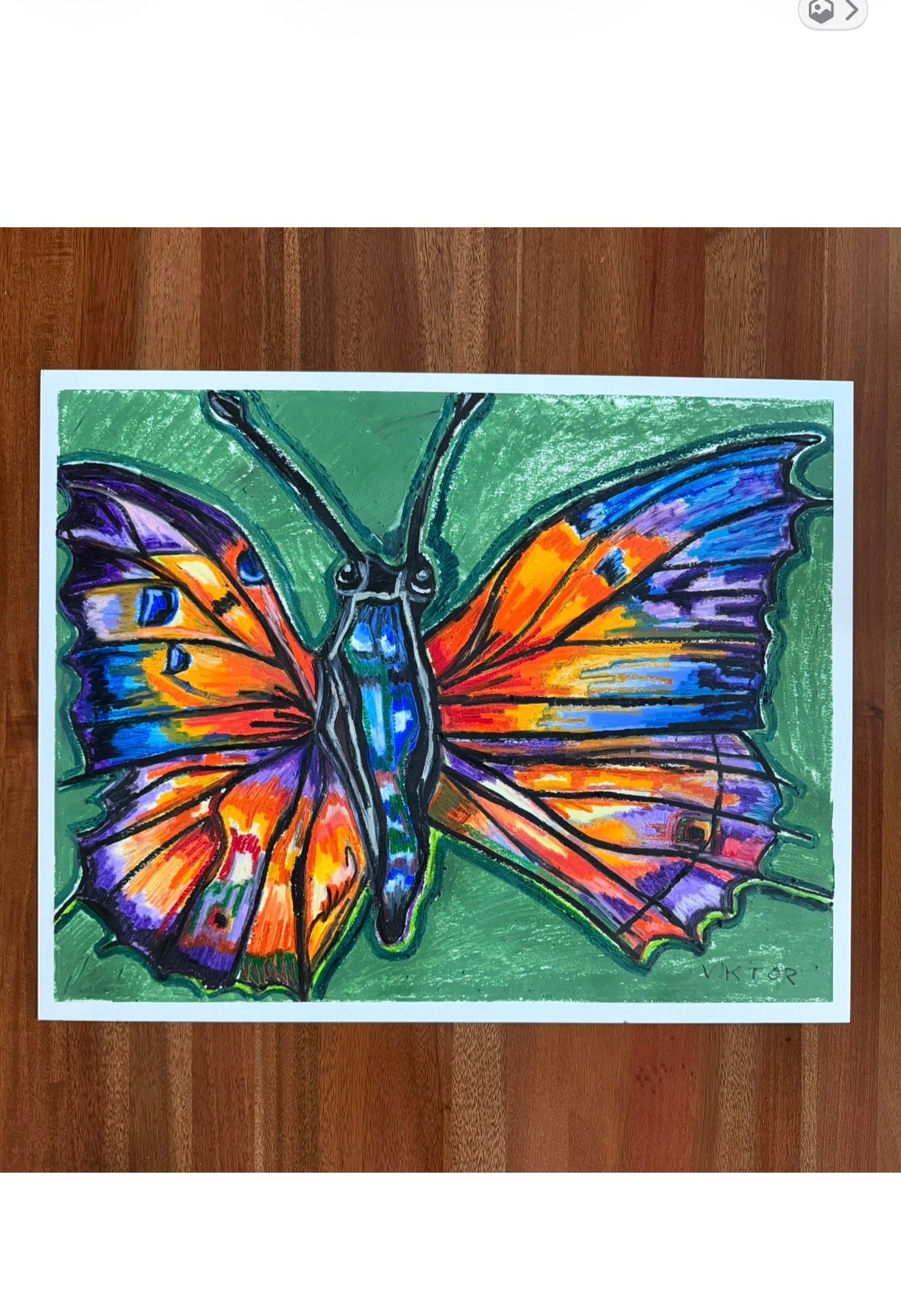 Butterfly's Blue - ORIGINAL OIL PASTEL ARTWORK - 19x24" (video attached) - Vichy's Art