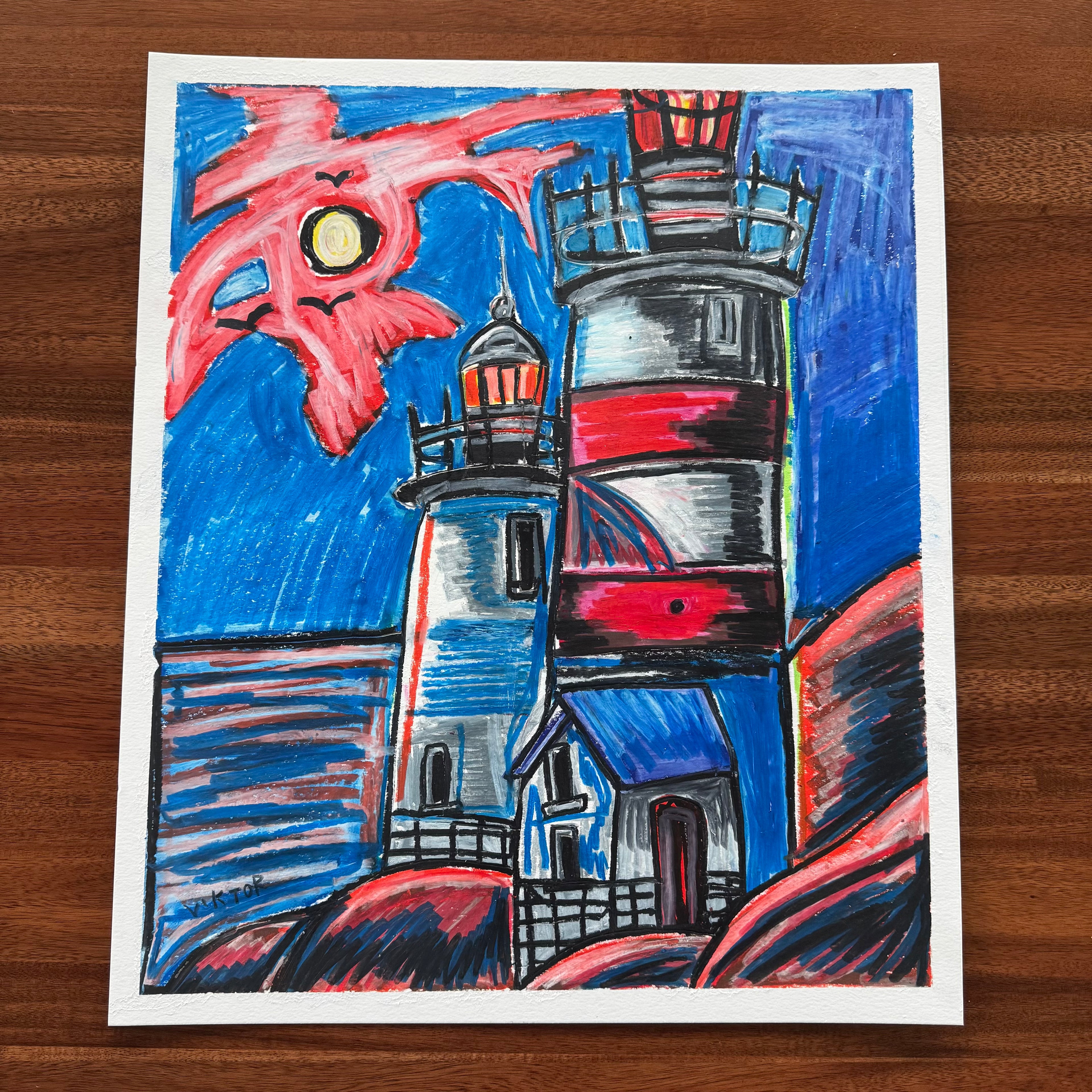 The Lighthouse - ORIGINAL 16x19" - Vichy's Art