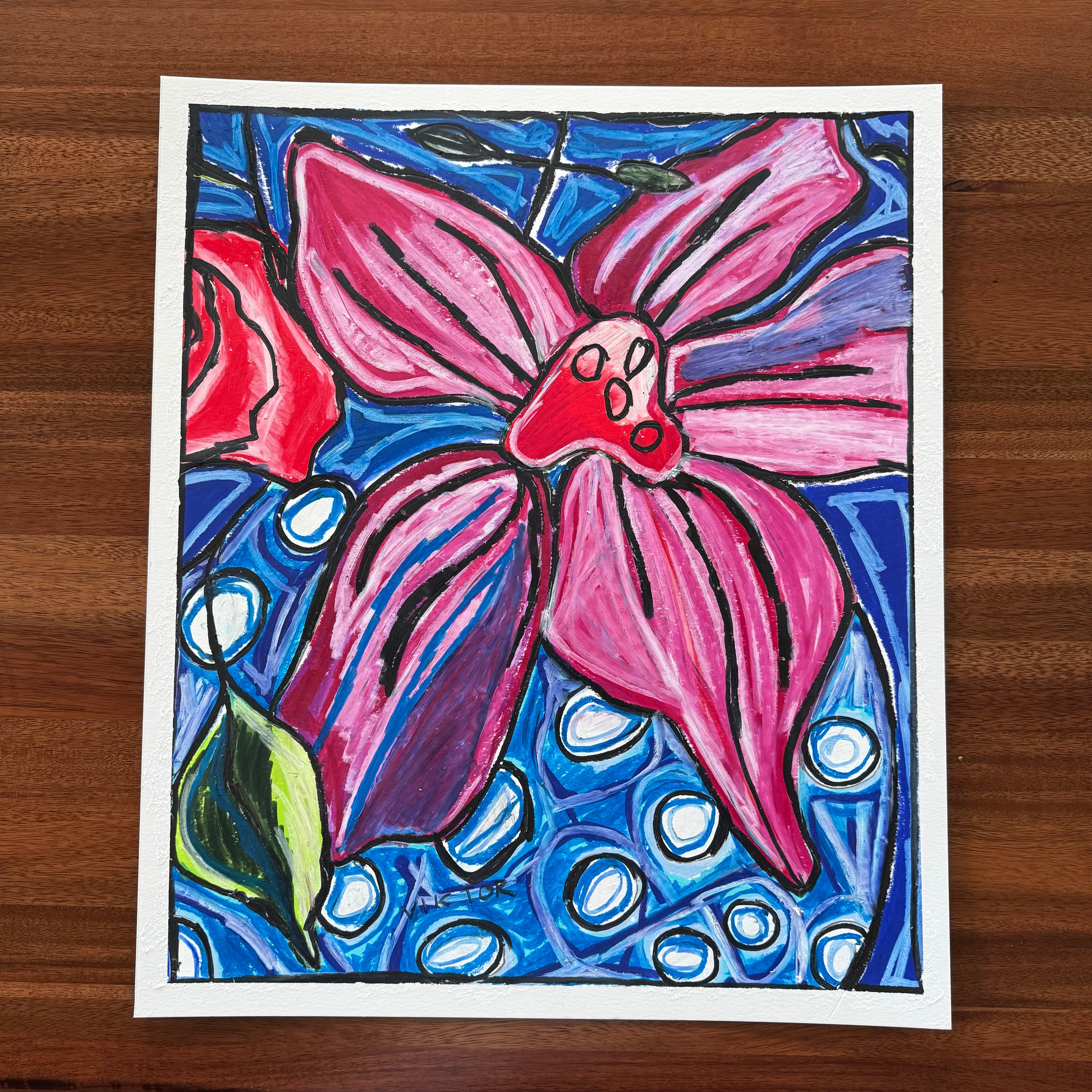 Pink Flower - ORIGINAL 16x19"