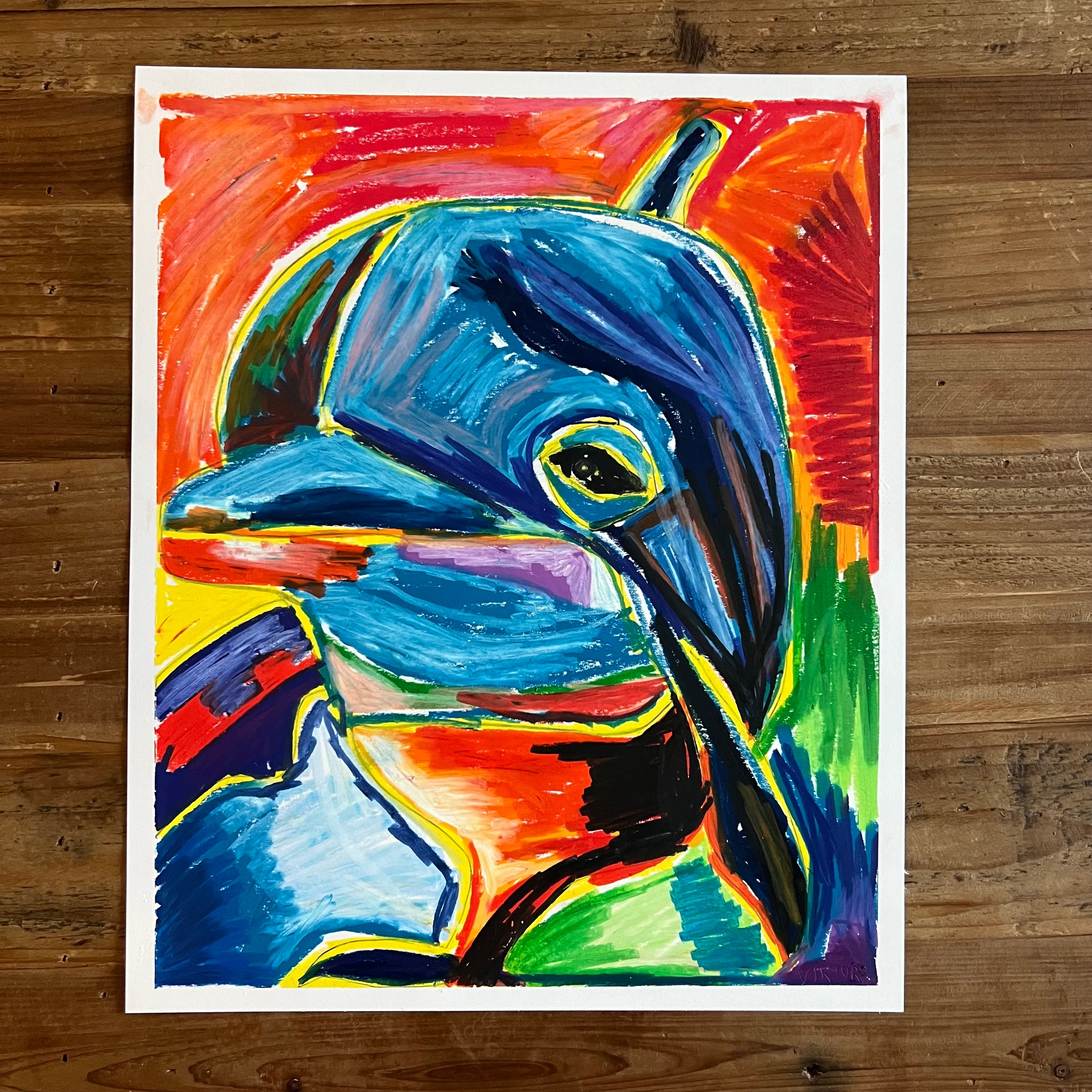 Flip - ORIGINAL OIL PASTEL - 14x17”