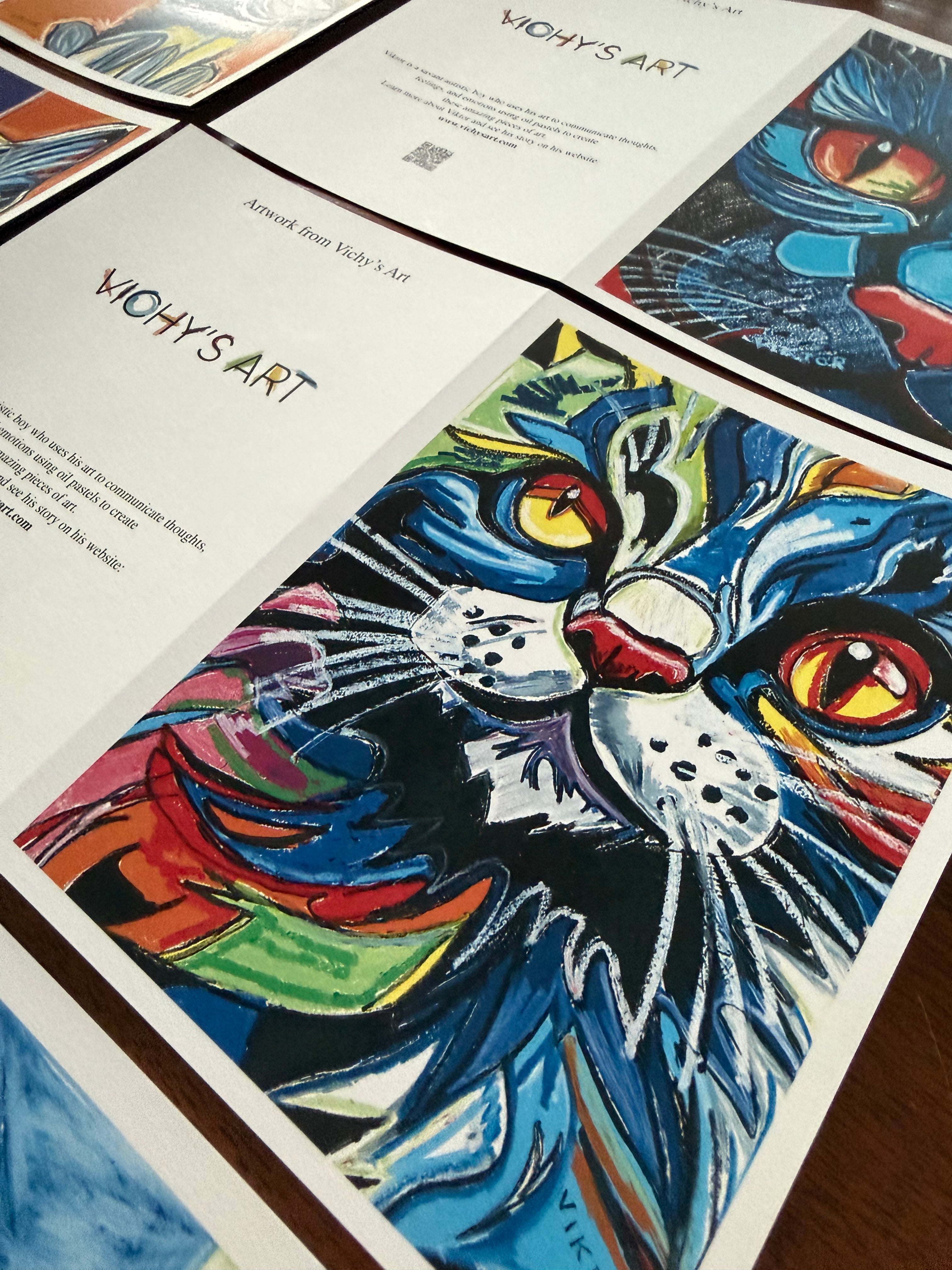 Purrfect Greetings - Greeting cards (set of 6) - Vichy's Art