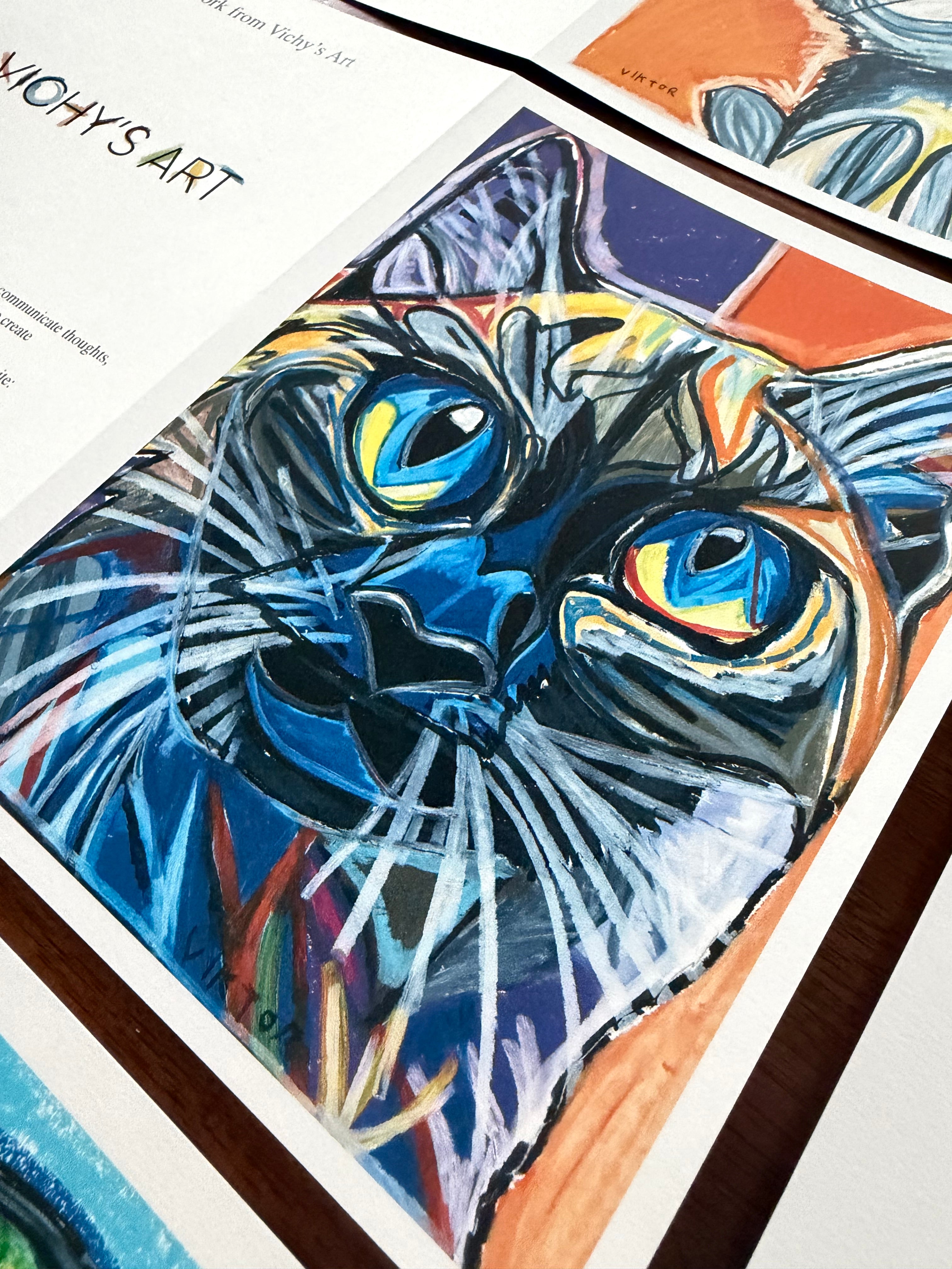 Purrfect Greetings - Greeting cards (set of 6) - Vichy's Art