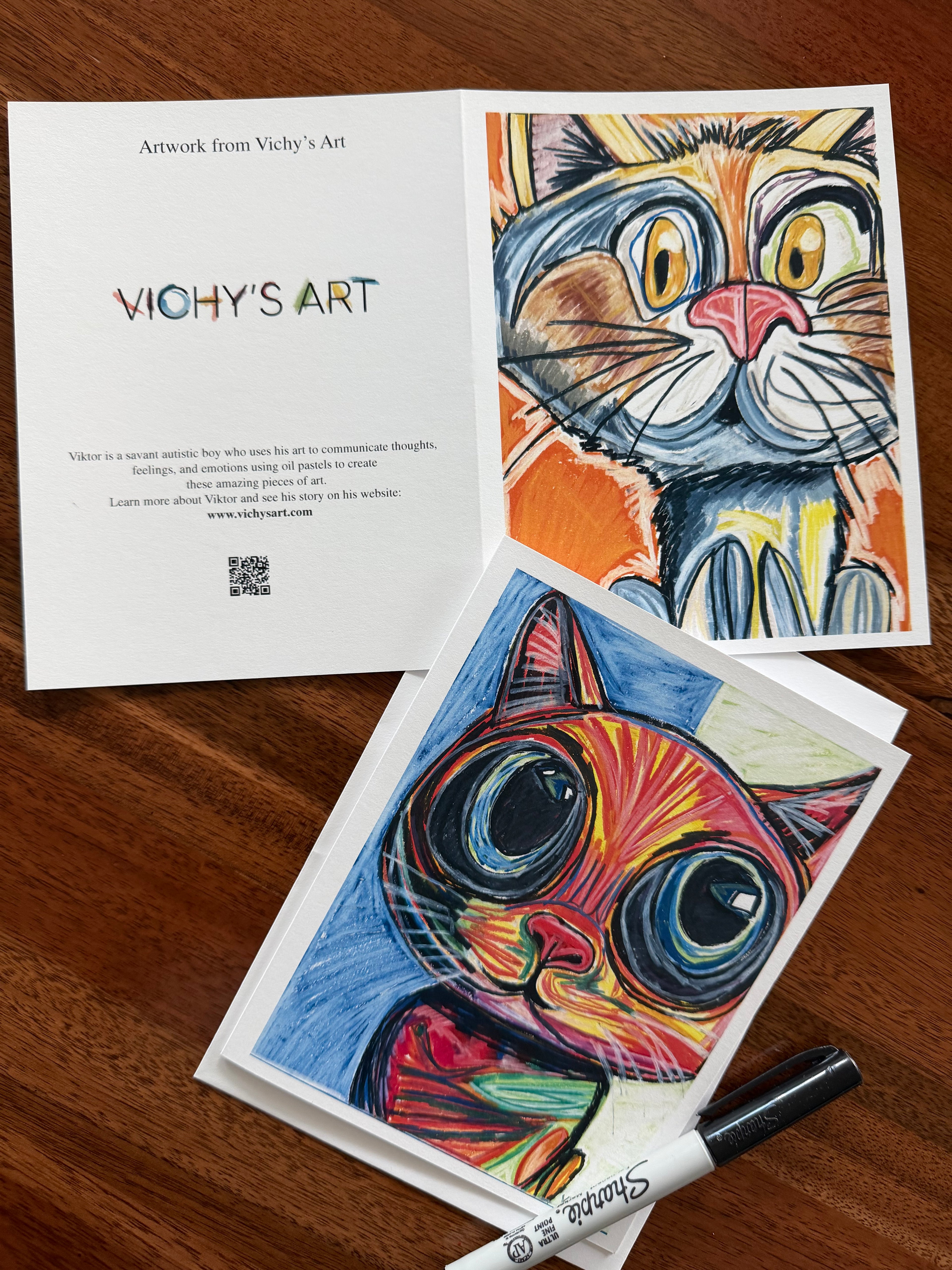 Purrfect Greetings - Greeting cards (set of 6) - Vichy's Art