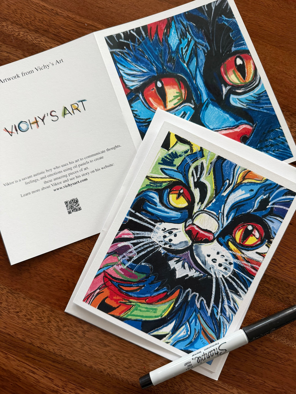 Purrfect Greetings - Greeting cards (set of 6) - Vichy's Art