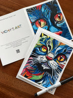 Purrfect Greetings - Greeting cards (set of 6) - Vichy's Art