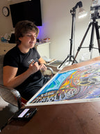 Sea Turtle's Solace - ORIGINAL OIL PASTEL ARTWORK - 22x30" (video attached) - Vichy's Art