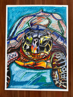 Sea Turtle's Solace - ORIGINAL OIL PASTEL ARTWORK - 22x30" (video attached) - Vichy's Art