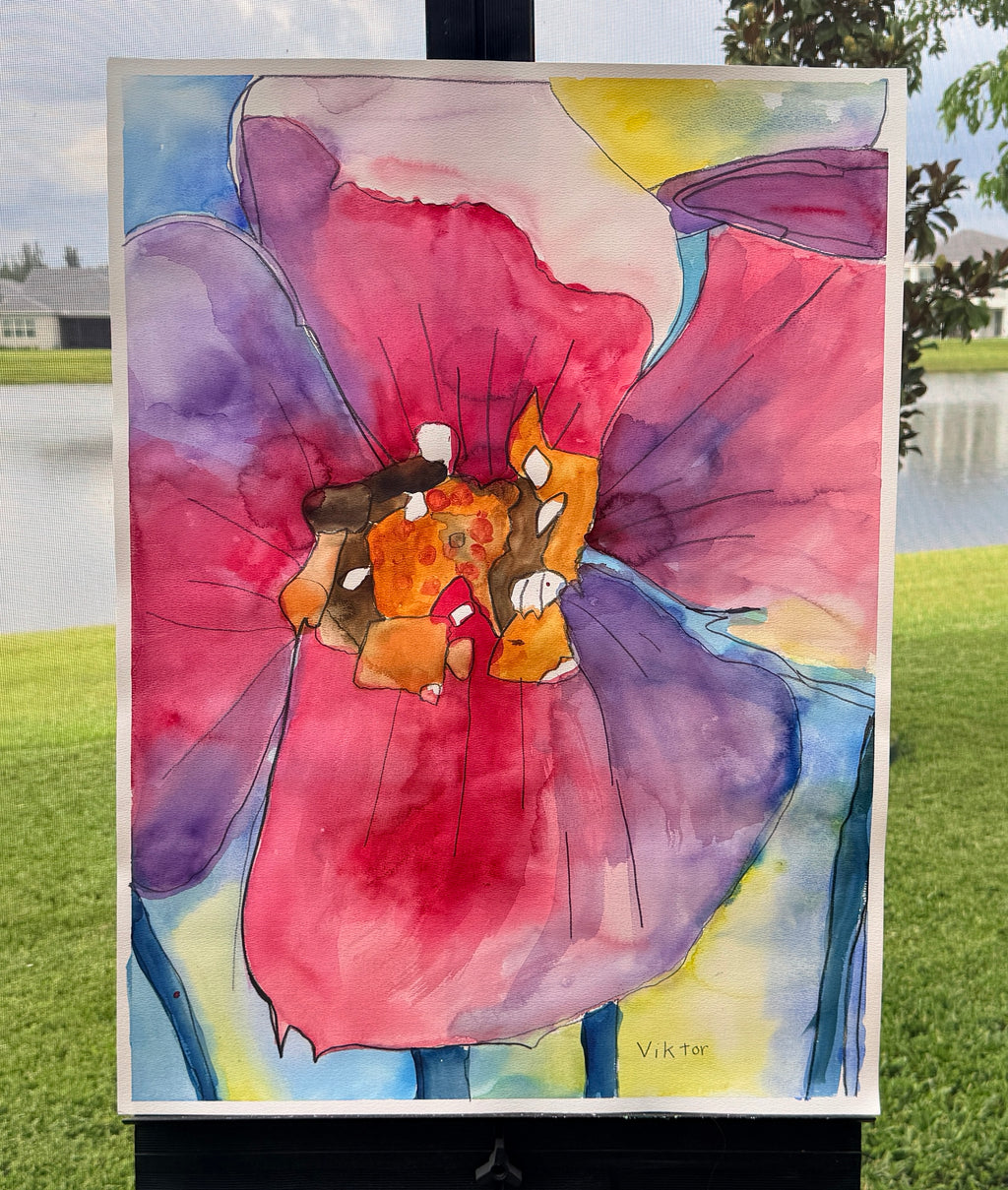 Magenta Majesty - ORIGINAL Watercolor artwork 22x30”