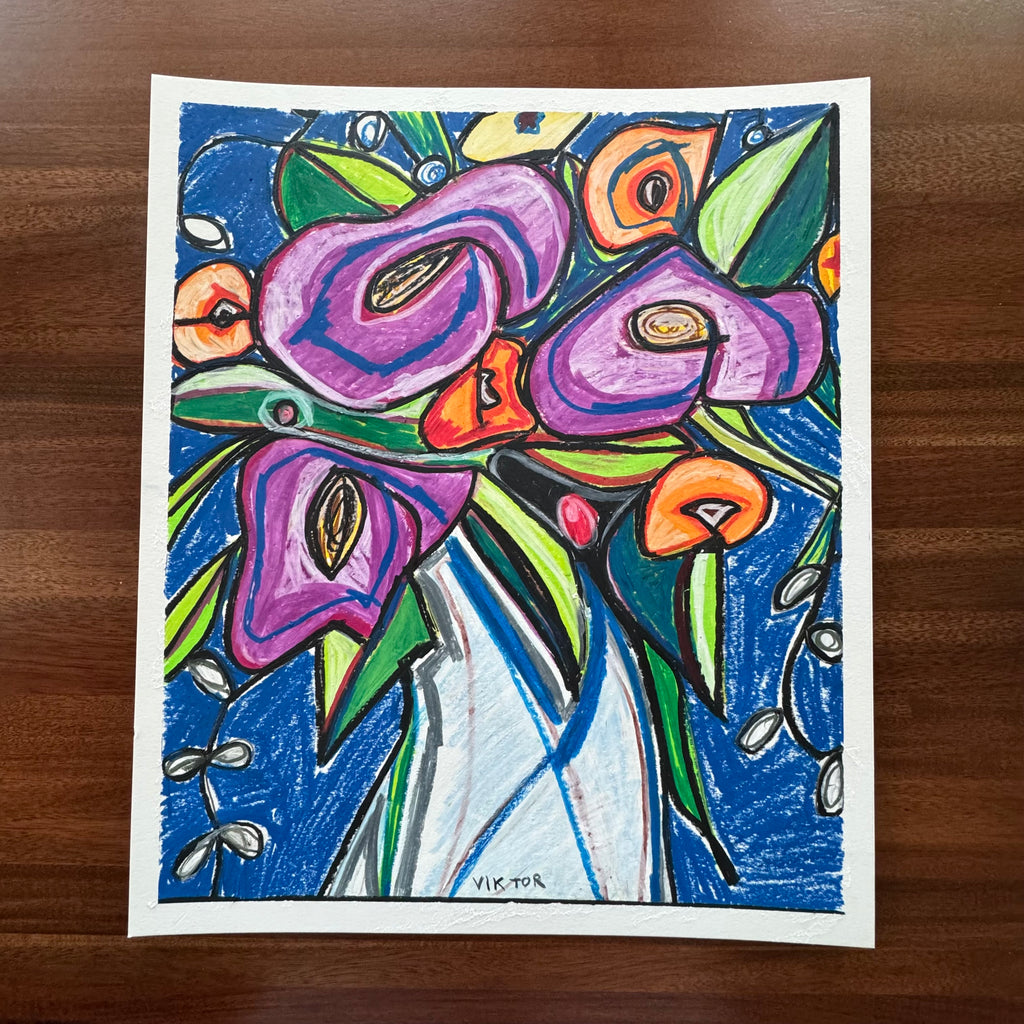 Purple Flowers - ORIGINAL 16x19"