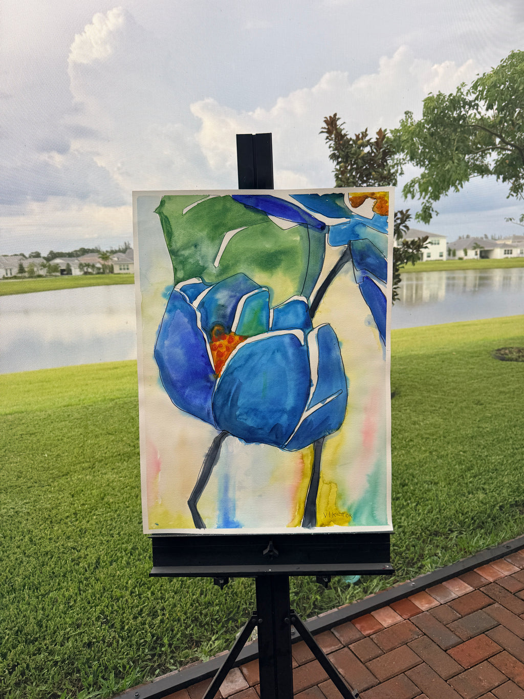 Blue Poppy - ORIGINAL Watercolor artwork 22x30”