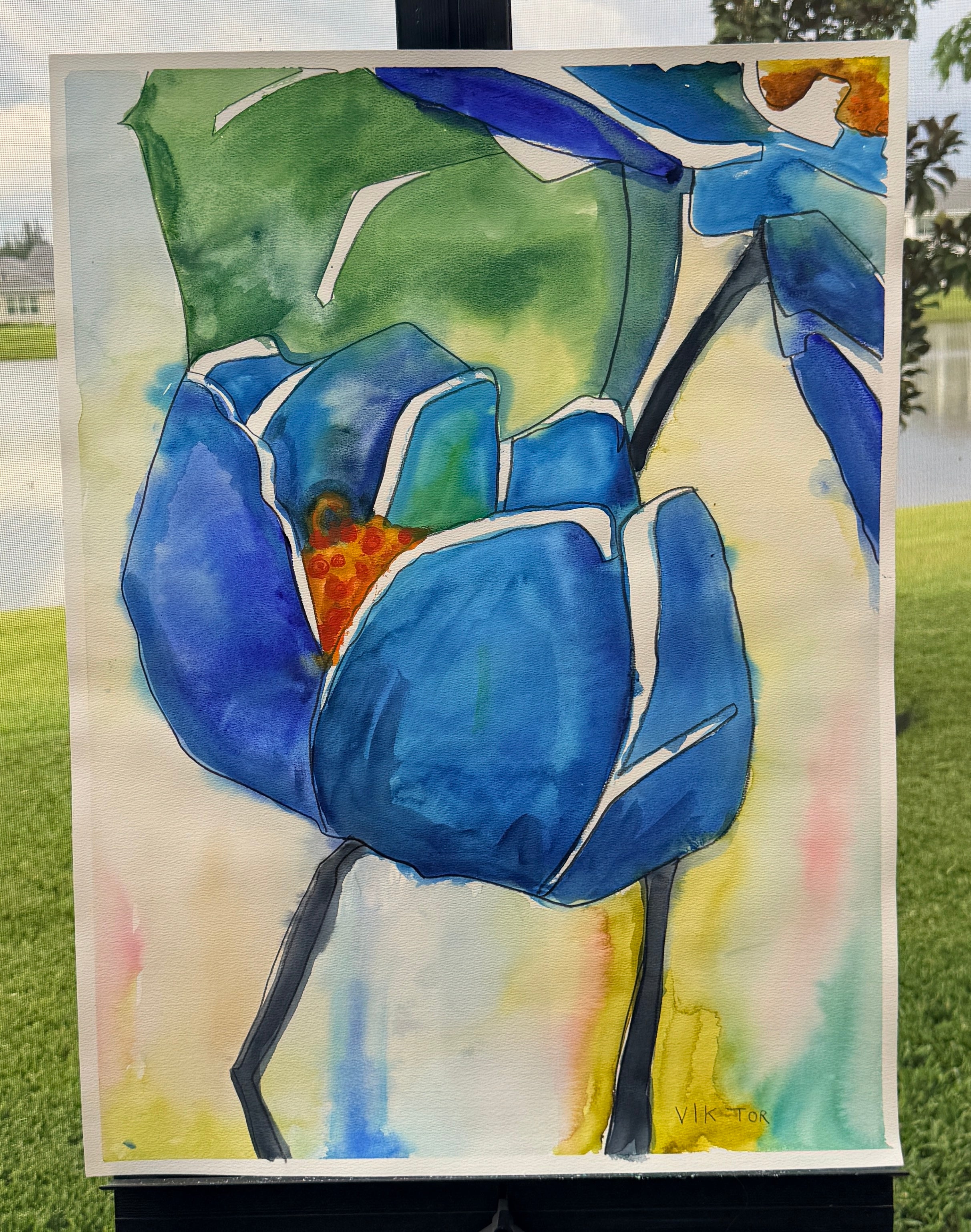 Blue Poppy - ORIGINAL Watercolor artwork 22x30”