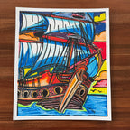 Sailing Ship - ORIGINAL 16x19" (video attached) - Vichy's Art