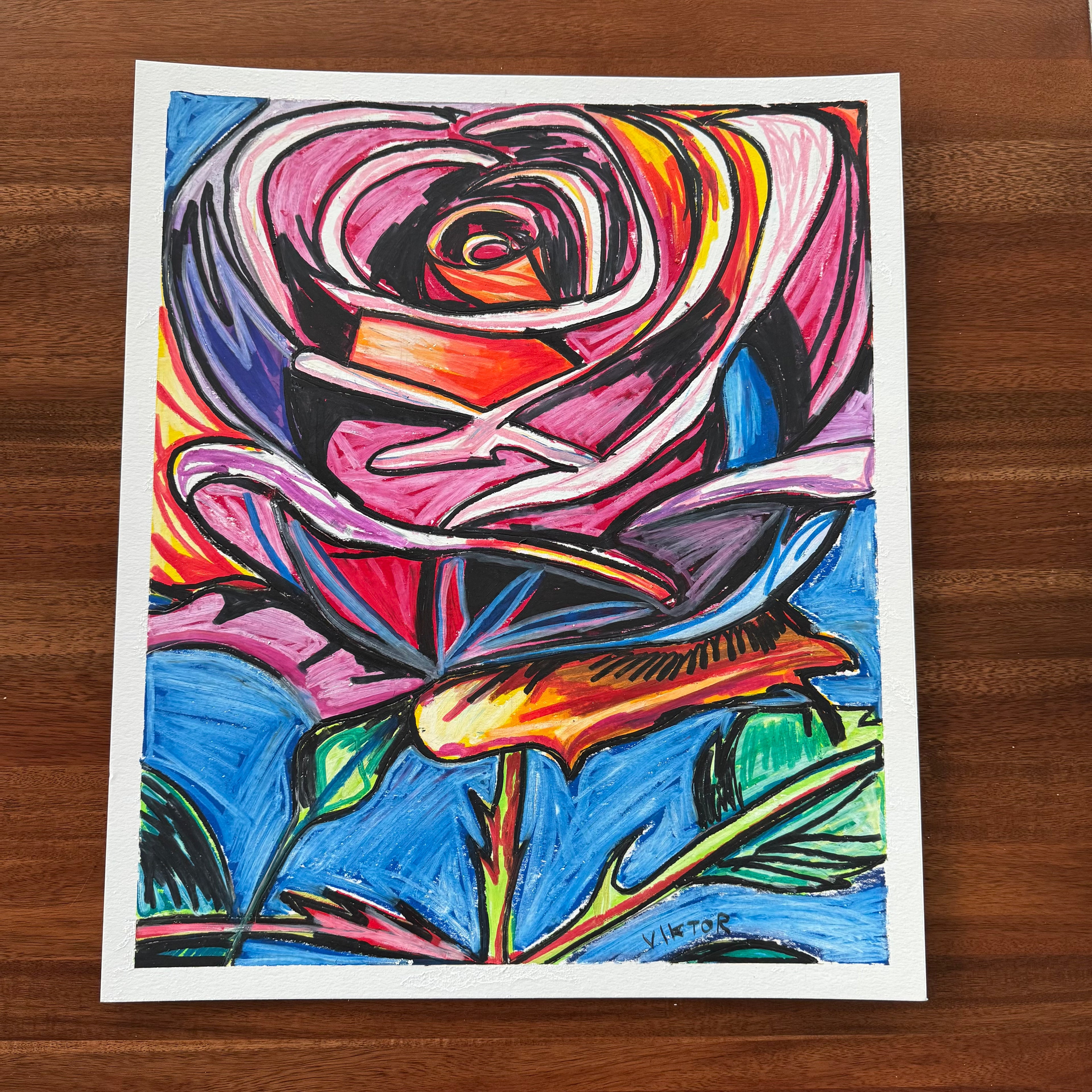 Rose - ORIGINAL 16x19" (video attached)