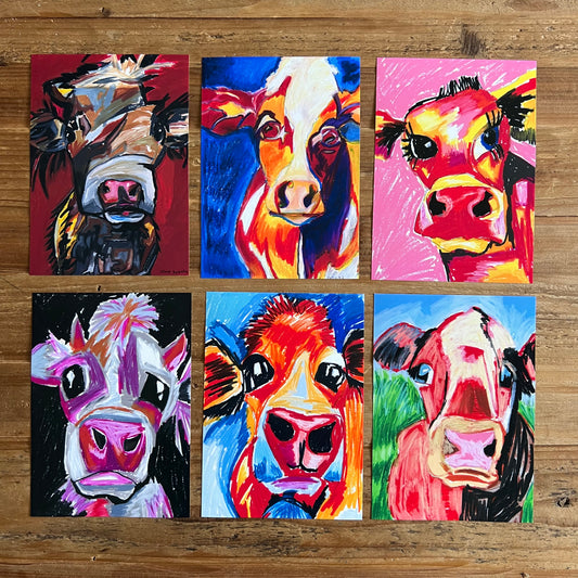 COWS - Set of 6 paper prints or canvas prints