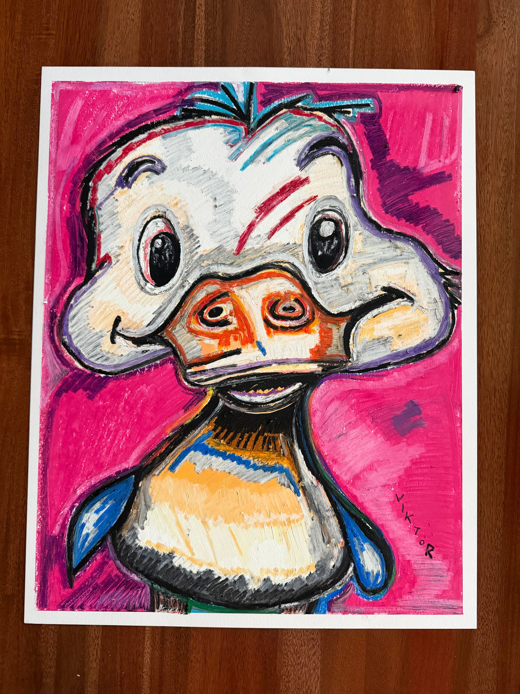 Duckling - ORIGINAL OIL PASTEL ARTWORK - 19x24"(video attached) - Vichy's Art