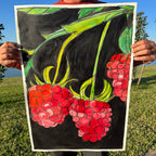 Raspberries - ORIGINAL Watercolor artwork 22x30”