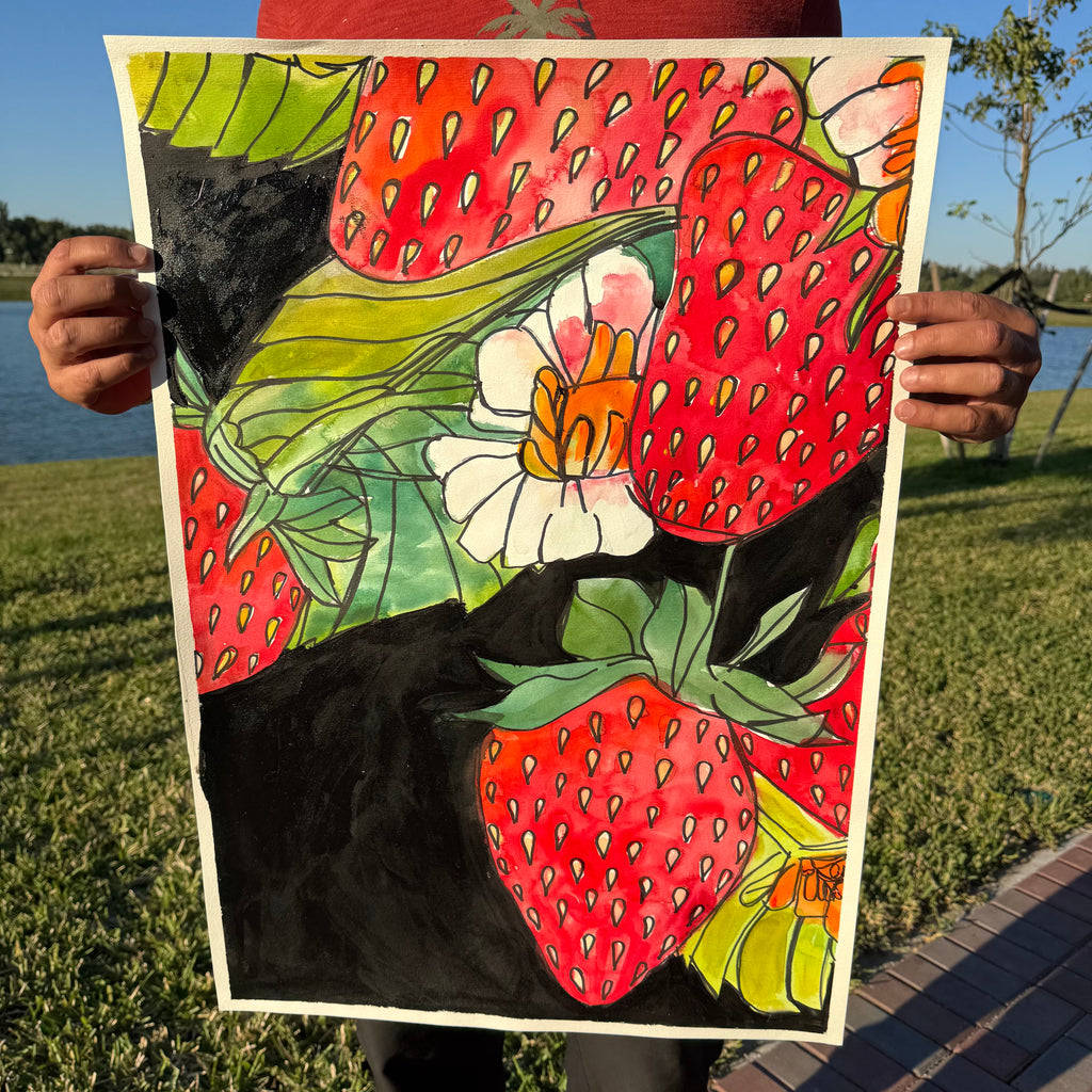 Strawberries - ORIGINAL Watercolor artwork 22x30”