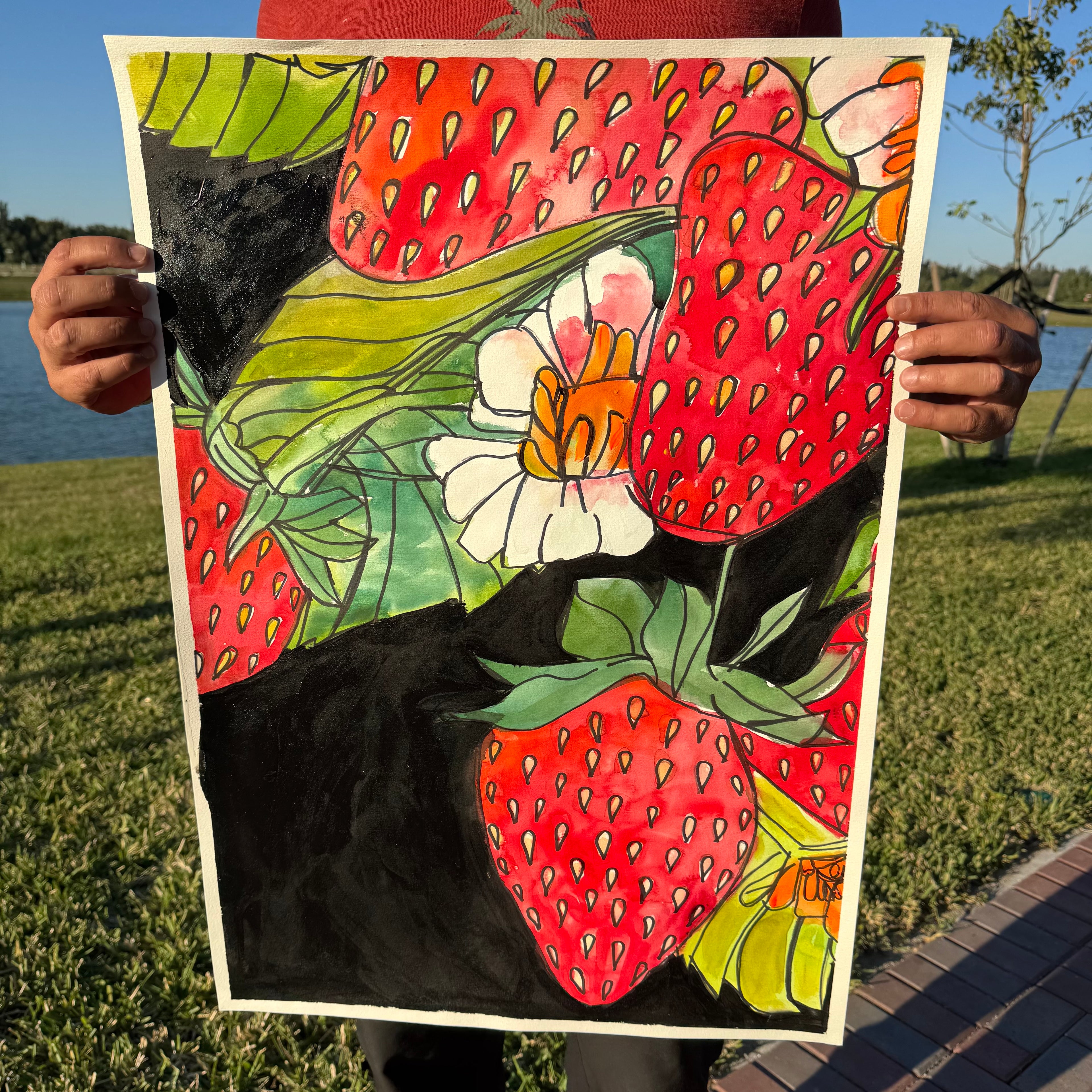 Strawberries - ORIGINAL Watercolor artwork 22x30”