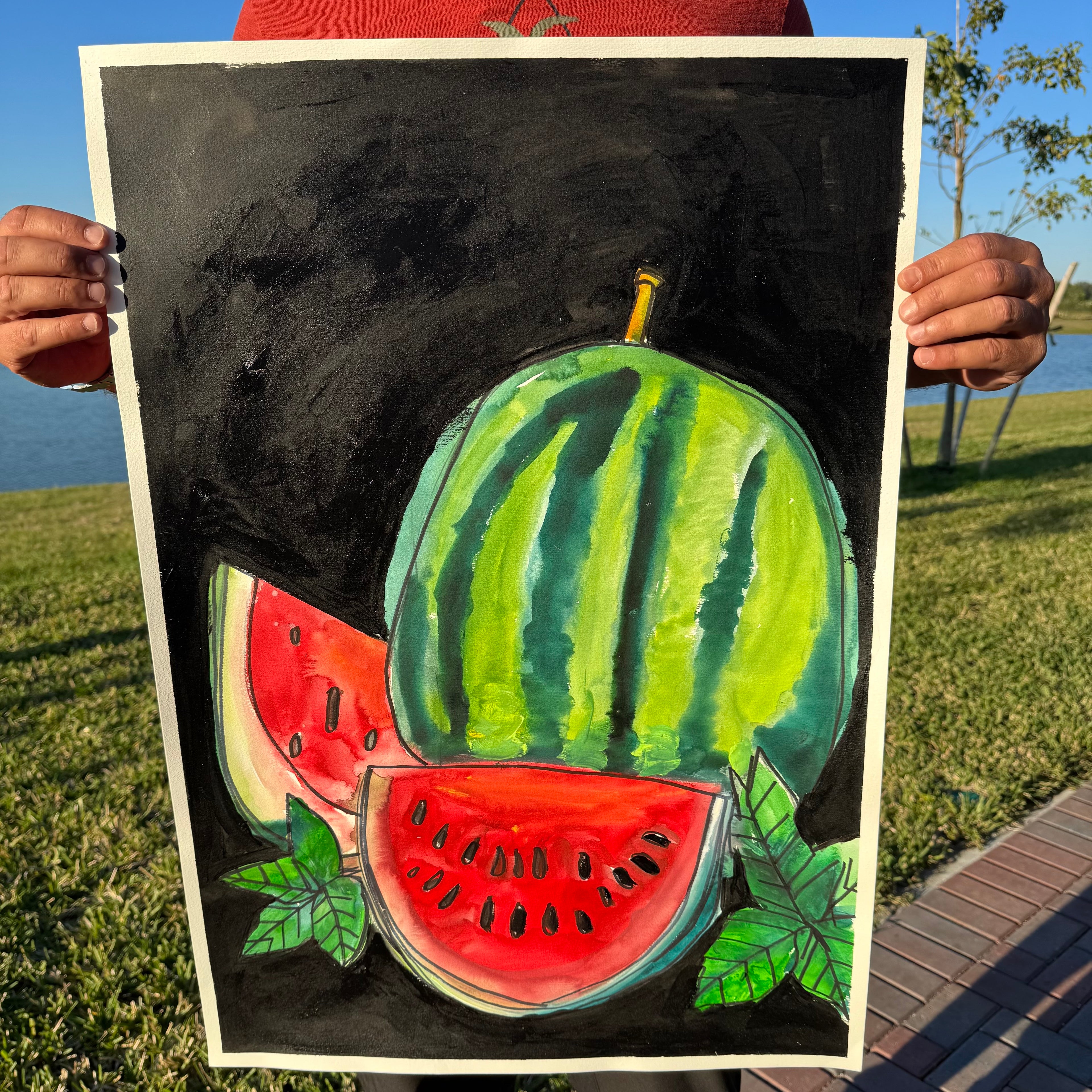 Watermelon - ORIGINAL Watercolor artwork 22x30”