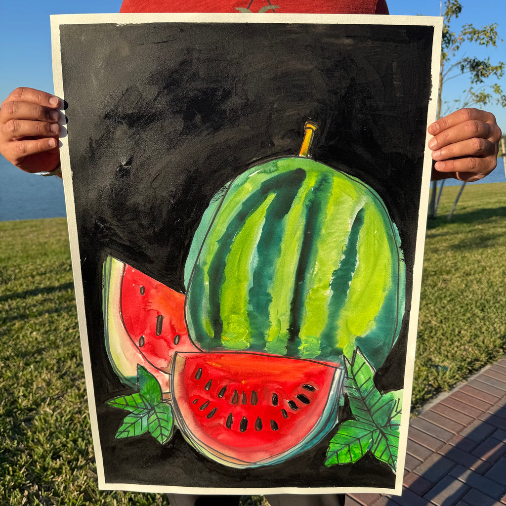 Watermelon - ORIGINAL Watercolor artwork 22x30” - Vichy's Art