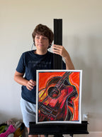 Guitar - ORIGINAL OIL PASTEL ARTWORK - 16x19” (video attached)