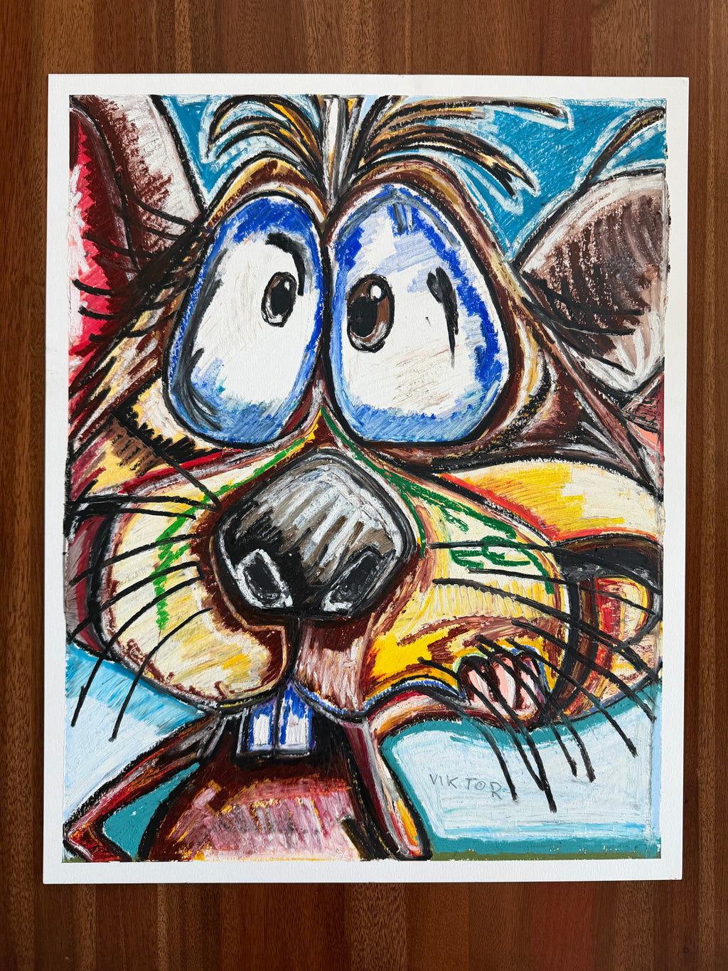Whiskers and Wonder: A Delightful Mouse Illustration - ORIGINAL OIL PASTEL ARTWORK - 19x24" (video attached)