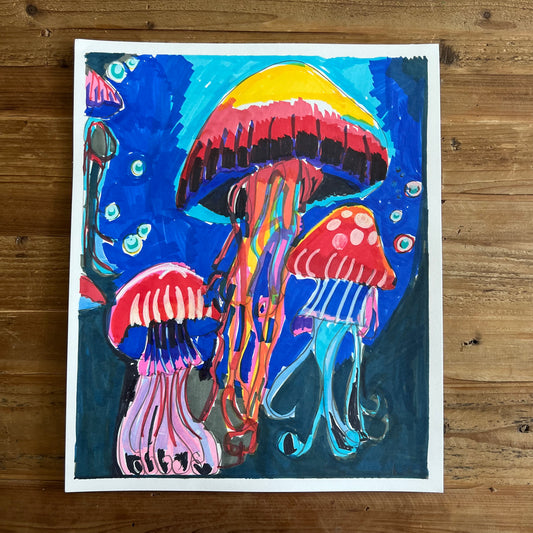 Three Jellyfish - ORIGINAL ARTWORK - 14x17”