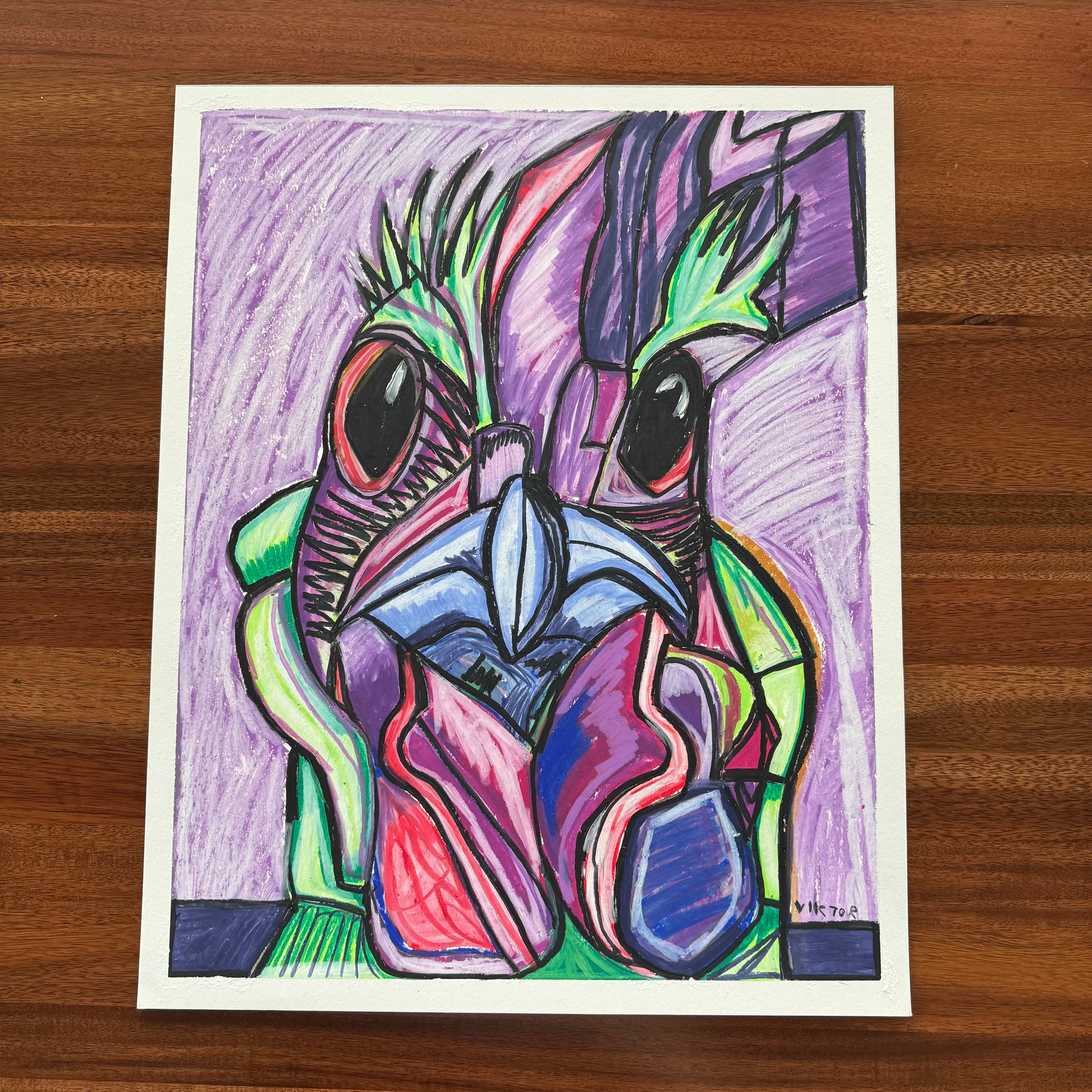 Purple Rooster - ORIGINAL 16x20”