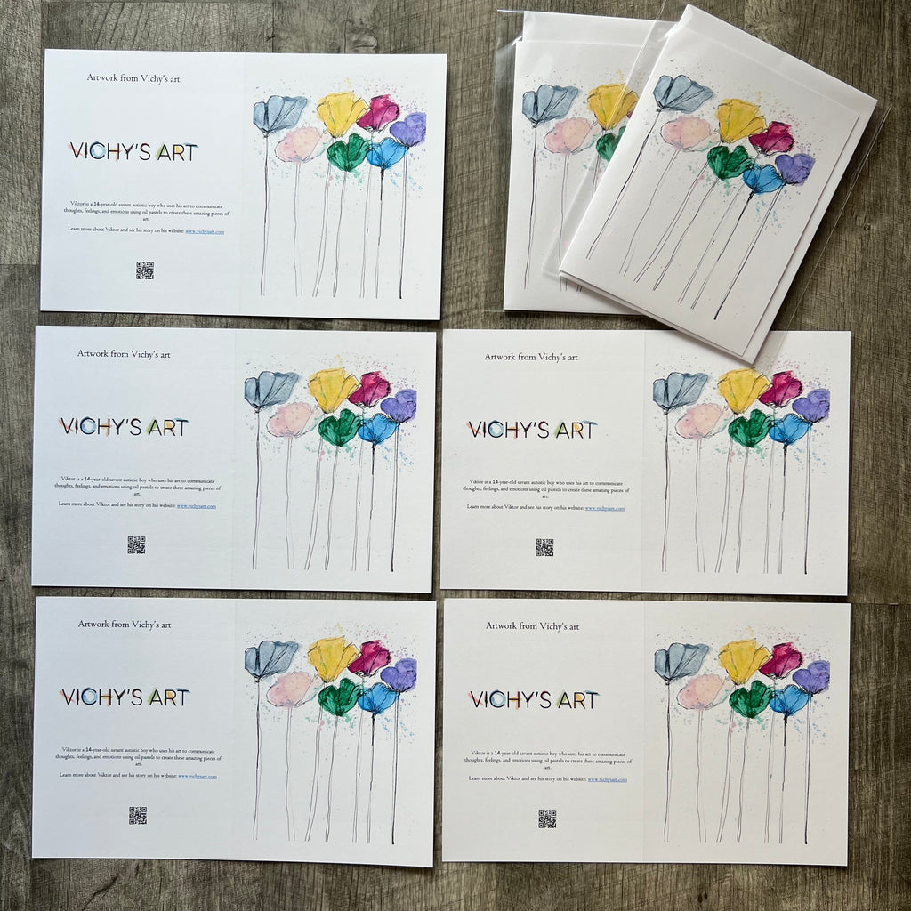 7 Flowers - Greeting card - Vichy's Art