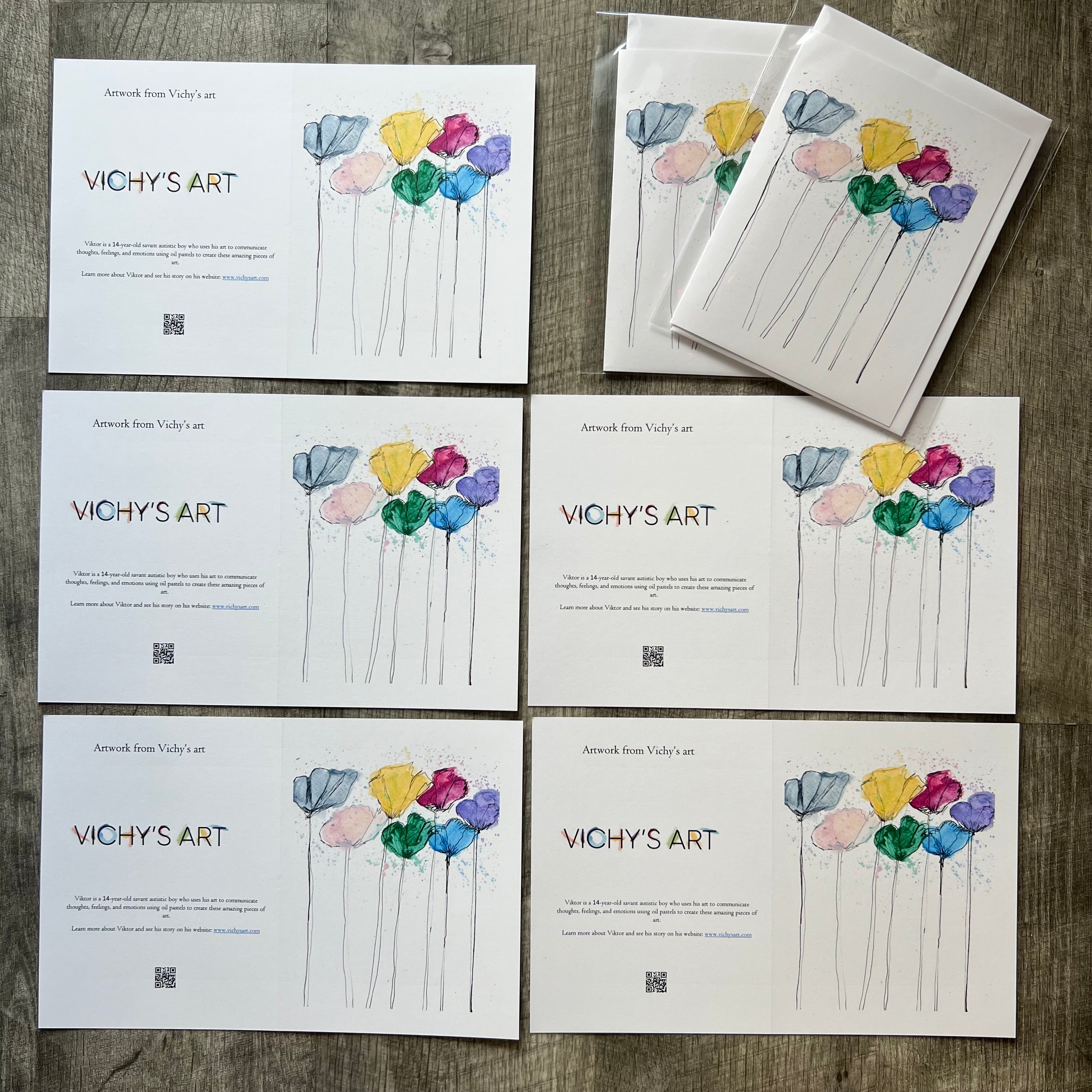 7 Flowers - Greeting card - Vichy's Art