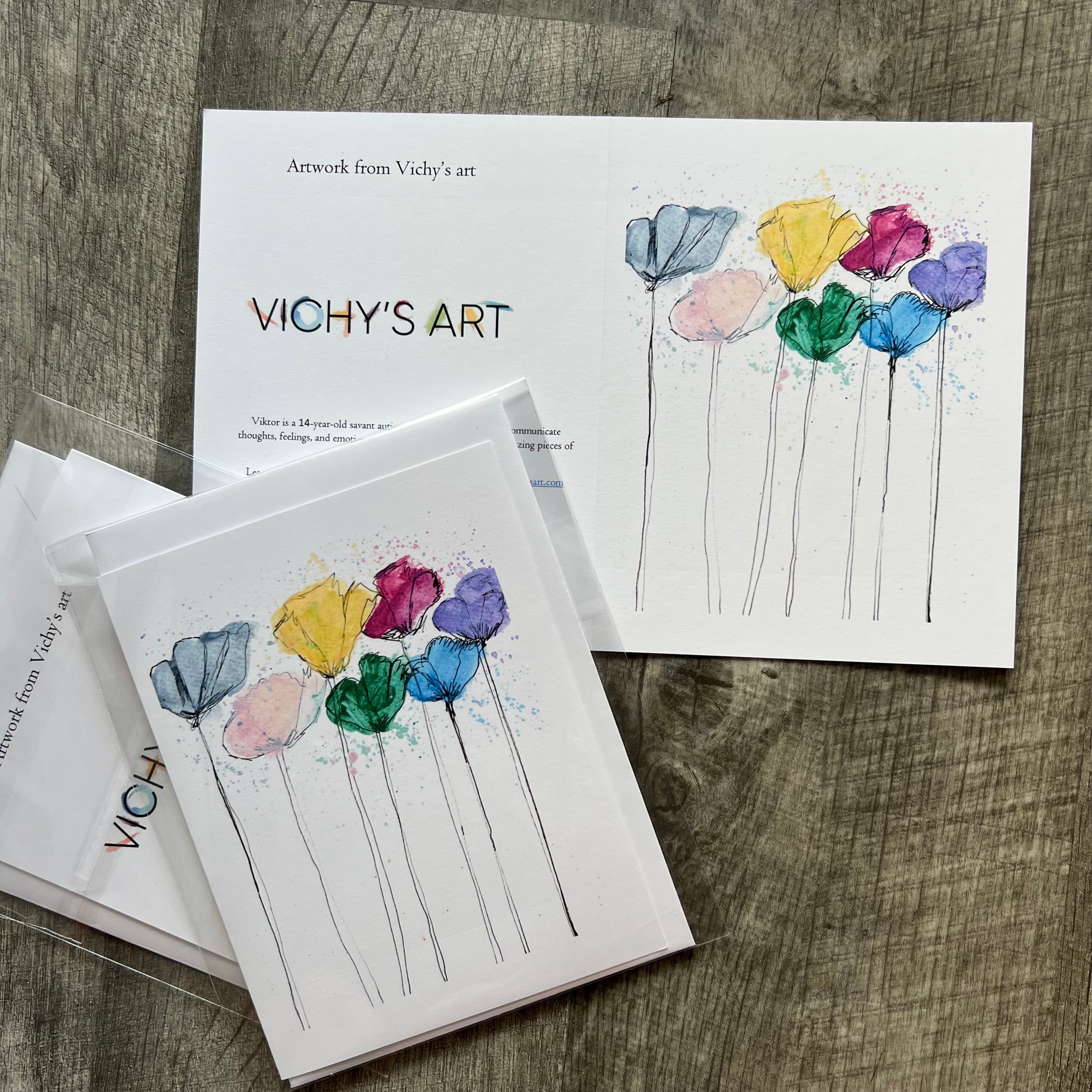 7 Flowers - Greeting card - Vichy's Art
