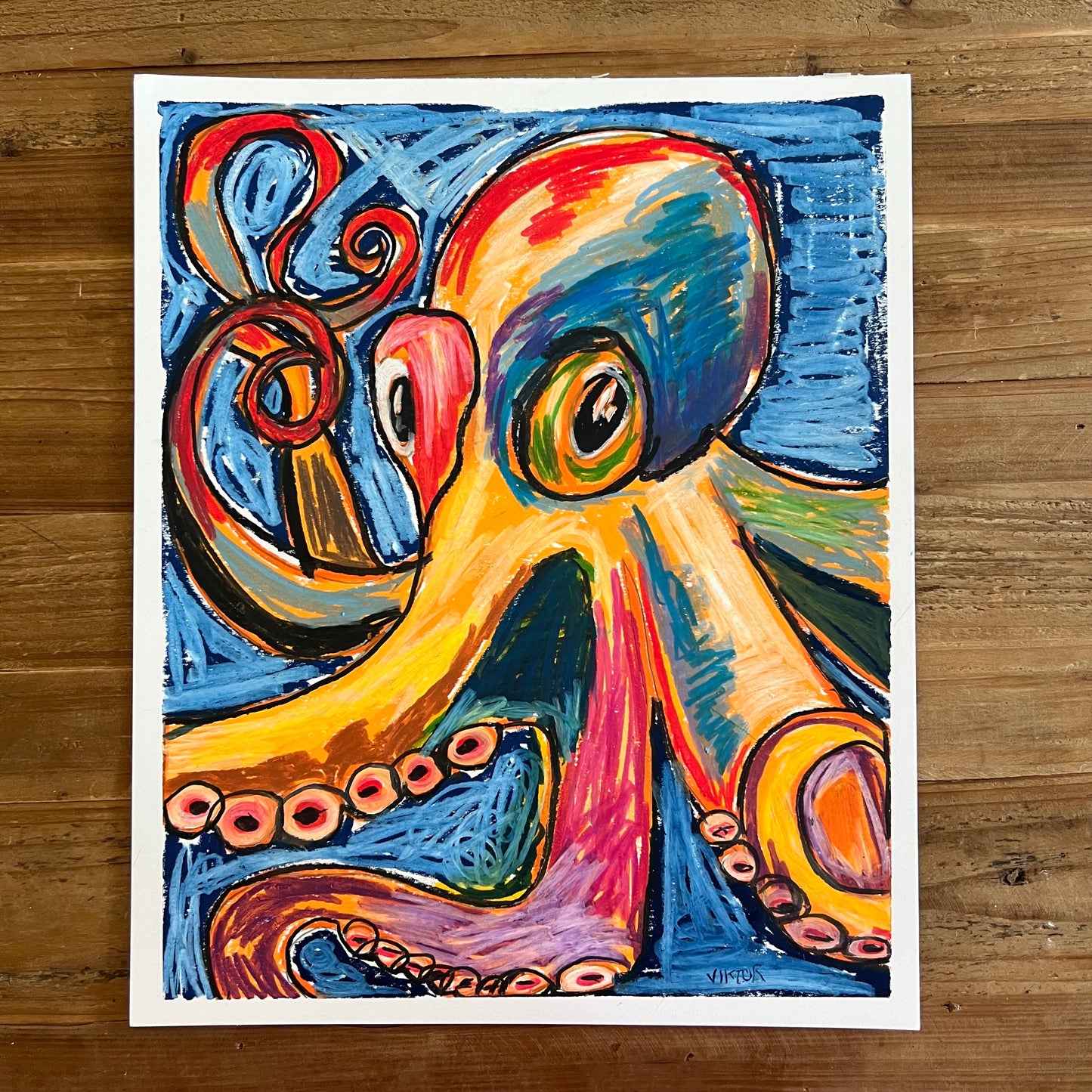 The Orange Octopus - ORIGINAL  14x17”