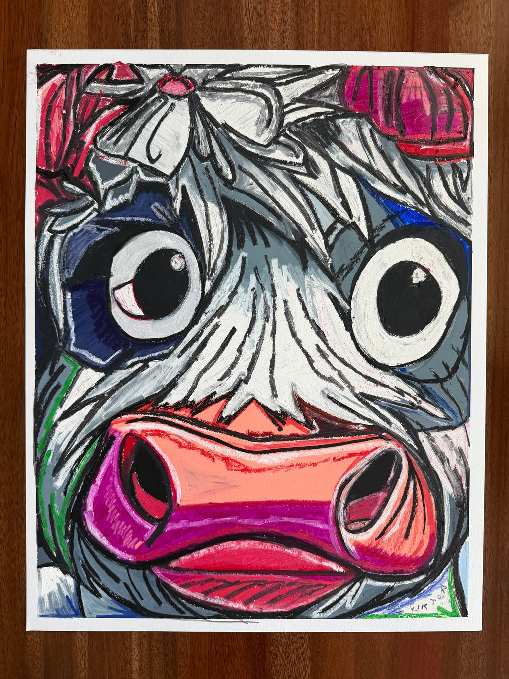 Melissa The Cow - ORIGINAL OIL PASTEL ARTWORK - 19x24"